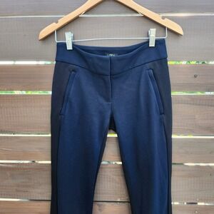 Ann Taylor LOFT Two-Tone Ponte Skinny‎ Pants | Navy & Black Workwear Sz 00